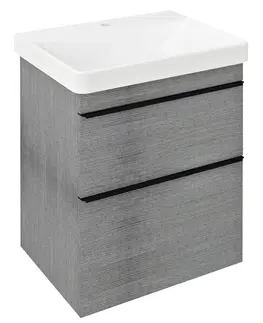 Kúpeľňa SAPHO - SITIA umývadlová skrinka 56,4x70x44,2cm, 2x zásuvka, dub strieborný SI060-1111