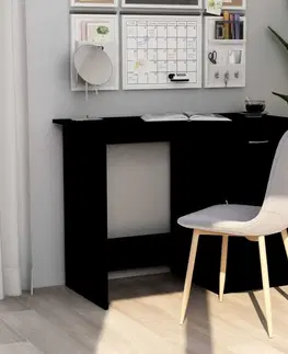 Pracovné stoly Písací stôl so skrinkou 100x50 cm Dekorhome Čierna lesk