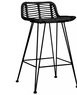 Barové stoličky Barové stoličky 2 ks ratan / kov Dekorhome Prírodná