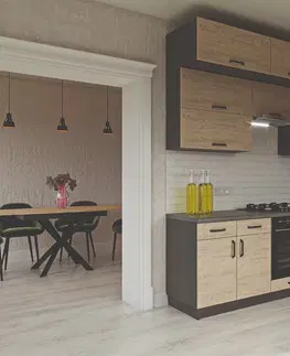 Kuchynské linky HORIZON R3PA moderná kuchyňa 230 x 230, dub prímorský / grafit