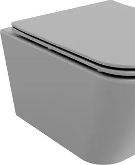 Záchody MEXEN - Madox Závesná WC misa Rimless vrátane sedátka s slow, Duroplast, svetlo šedá mat 30154061