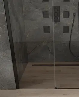 Sprchovacie kúty MEXEN - Omega posuvné sprchové dvere 150 cm, transparent, čierna so sadou pre niku 825-150-000-70-00