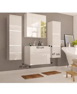 Kúpeľňový nábytok Skrinka pod umývadlo, biela/biely extra vysoký lesk HG, MASON WH13