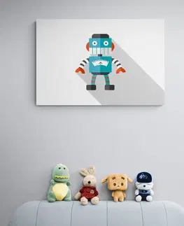 Detské obrazy Obraz modrý robot na bielom pozadí