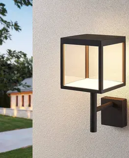 Vonkajšie nástenné svietidlá Lucande Vonkajšie nástenné LED svietidlo Cube sklenené