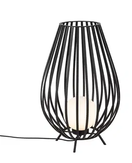 Stojace lampy Dizajnová stojaca lampa čierna s opálom 70 cm - Angela