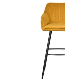 Barové stoličky LuxD Dizajnová barová stolička Esmeralda horčicový zamat