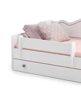 Postele NABBI Elin detská posteľ s matracom a úložným priestorom 80x160 cm biela / sivý vzor