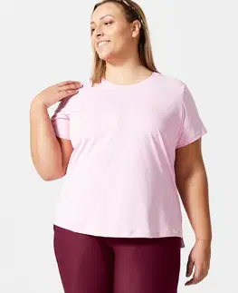 fitnes Dámske tričko 120 Plus Size na fitness s krátkym rukávom svetloružové