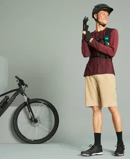 nohavice Pánske krátke nohavice EXPL 500 na horskú cyklistiku béžové