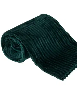 Deky Plyšová pruhovaná deka, smaragdová, 160x200cm, TELAL