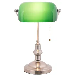 Stolové lampy na písací stôl Clayre&Eef Bankárska lampa Verda s podstavcom v nikle