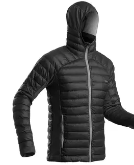 bundy a vesty Pánska lyžiarska páperová spodná bunda FR900 tmavosivá