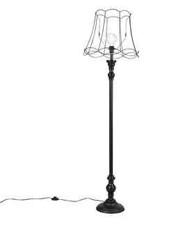 Stojace lampy Stojacia lampa čierna s tienidlom Granny Frame 45 cm - Classico