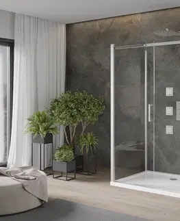 Vane MEXEN/S - OMEGA sprchovací kút 3-stenný 110x90, transparent, chróm + vanička vrátane sifónu 825-110-090-01-00-3s-4010