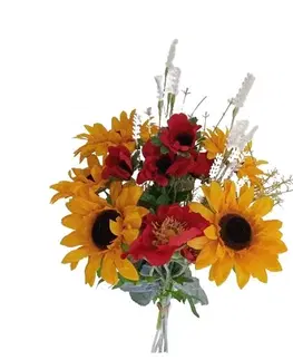 Kvety Umelá kytica slnečníc a vlčieho maku, 80 x 19 cm