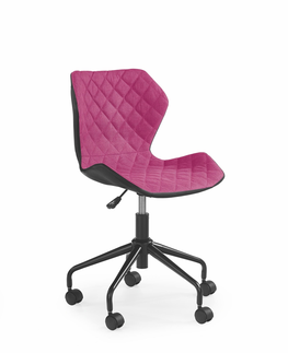 Kancelárske stoličky HALMAR Matrix detská stolička na kolieskach ružová / čierna