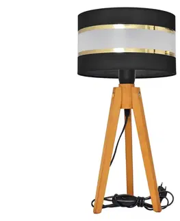 Lampy  Stolná lampa HELEN 1xE27/60W/230V čierna/zlatá/dub 