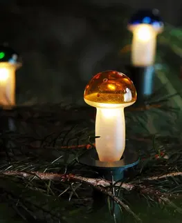Vianočné dekorácie Svetelná reťaz Muchotrávka farebná, 12 žiaroviek
