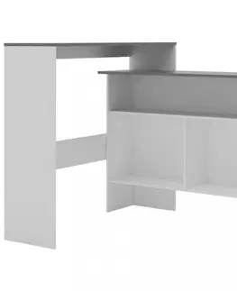 Barové stoličky Barový stôl s policemi Dekorhome Biela / sivá