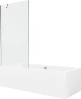 Sprchové dvere MEXEN/S - Cube obdĺžniková vaňa 180 x 80 cm s panelom + vaňová zástena 90 cm, transparent, chróm 550518080X9509000001