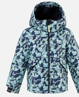 bundy a vesty Detská lyžiarska veľmi hrejivá a nepremokavá bunda 180 vzorovaná modrá