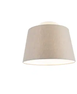 Stropne svietidla Stropná lampa s ľanovým tienidlom taupe 25 cm - biela Combi