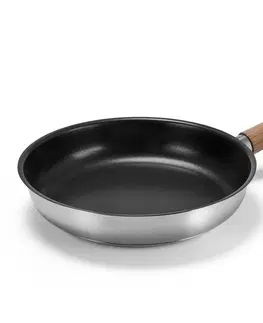 Broiling Pans Panvica z ušľachtilej ocele s drevenou rukoväťou, cca 24 cm