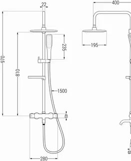 Sprchy a sprchové panely MEXEN/S - KX49 vaňový stĺp s termostatickou batériou, čierna / zlato 779004991-75