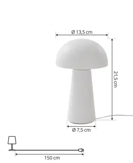 Stolové lampy Lindby Nabíjateľná stolová lampa Lindby Zyre LED, biela, IP44, dotykový stmievač
