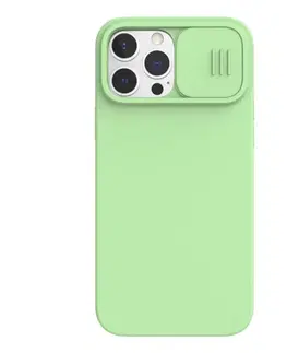 Puzdrá na mobilné telefóny Nillkin CamShield Silky Magnetic zadný silikonový kryt pre iPhone 13 Pro Max, zelené 57983106127