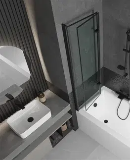 Sprchové dvere MEXEN/S - Cubik obdĺžniková vaňa 160 x 70 cm s panelom + vaňová zástena 100 cm, čierna vzor 550316070X9210027070