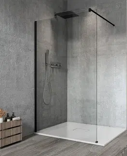 Sprchové dvere GELCO - VARIO BLACK jednodielna sprchová zástena na inštaláciu k stene, číre sklo, 1300  GX1213GX1014