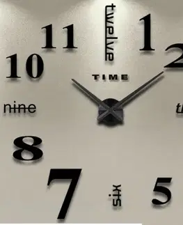 Hodiny 3D Nalepovacie hodiny DIY Clock Twelve Time, čierne 90-130cm