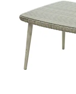 Stolčeky Záhradný ratanový stôl so sklom VICTORIA 100 x 100 cm (sivý)