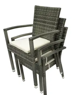 Záhradné stoličky a kreslá Záhradné ratanové kreslo NAPOLI s poduškou (sivá)