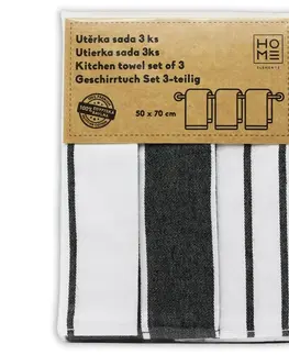 Utierky Kuchynská utierka z egyptskej bavlny Čierne pruhy, 50 x 70 cm, sada 3 ks