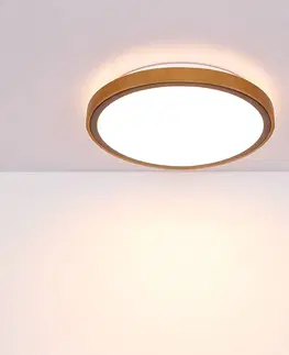 Stropné svietidlá Globo Stropné svietidlo Bruno LED s dreveným rámom CCT Ø 44 cm