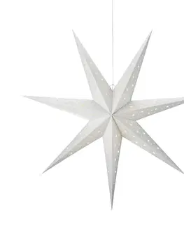 Vianočné svetelné hviezdy Markslöjd LED závesná hviezda prázdna batéria, časovač Ø 75cm strieborná