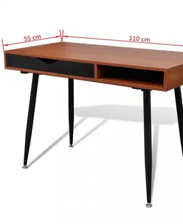 Pracovné stoly Písací stôl 110x55 cm hnedá / čierna Dekorhome