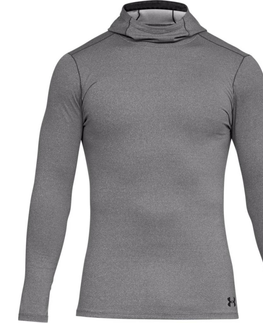 Pánske termo tričká s dlhým rukávom Pánske tričko Under Armour Fitted CG Hoodie Black /  / Charcoal - XL