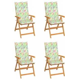 Zahradné stoličky Skladacia záhradná stolička 4 ks s poduškami Dekorhome Tmavo zelená