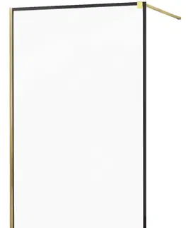 Sprchové dvere MEXEN/S - KIOTO Sprchová zástena WALK-IN 80x200 cm 8 mm, zlatá, čierny profil 800-080-101-50-70