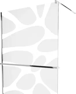 Sprchové dvere MEXEN/S - KIOTO Sprchová zástena WALK-IN s poličkou a držiakom uterákov 120 x 200 cm, biely dekor 8 mm, chróm 800-120-121-01-97
