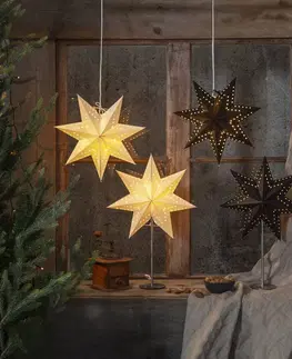 Vianočné svetelné hviezdy STAR TRADING Stojacia hviezda Bobo z papiera, výška 51 cm biela