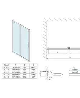 Sprchovacie kúty POLYSAN - LUCIS LINE sprchové dvere 1000, číre sklo DL1015