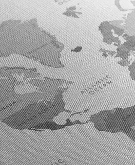 Obrazy mapy Obraz čiernobiela mapa sveta vo vintage vzhľade