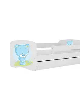Jednolôžkové postele Detská Posteľ. Babydreams+Sz+M Biely 80x160 Medveď Modr