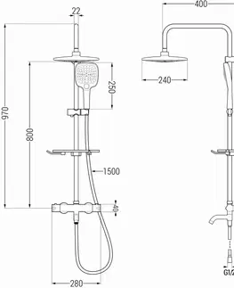 Sprchy a sprchové panely MEXEN/S - KT33 vaňový stĺp s termostatickou batériou, chróm 779003393-00