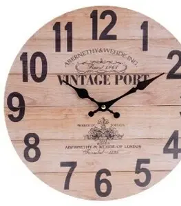 Hodiny Nástenné hodiny Vintage port, pr. 34 cm, drevo